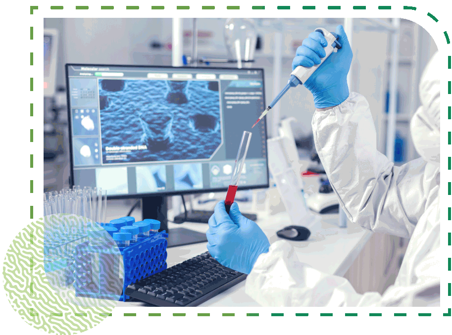 Scientifique dans un laboratoire médical moderne examinant la découverte de médicaments avec une micropipette